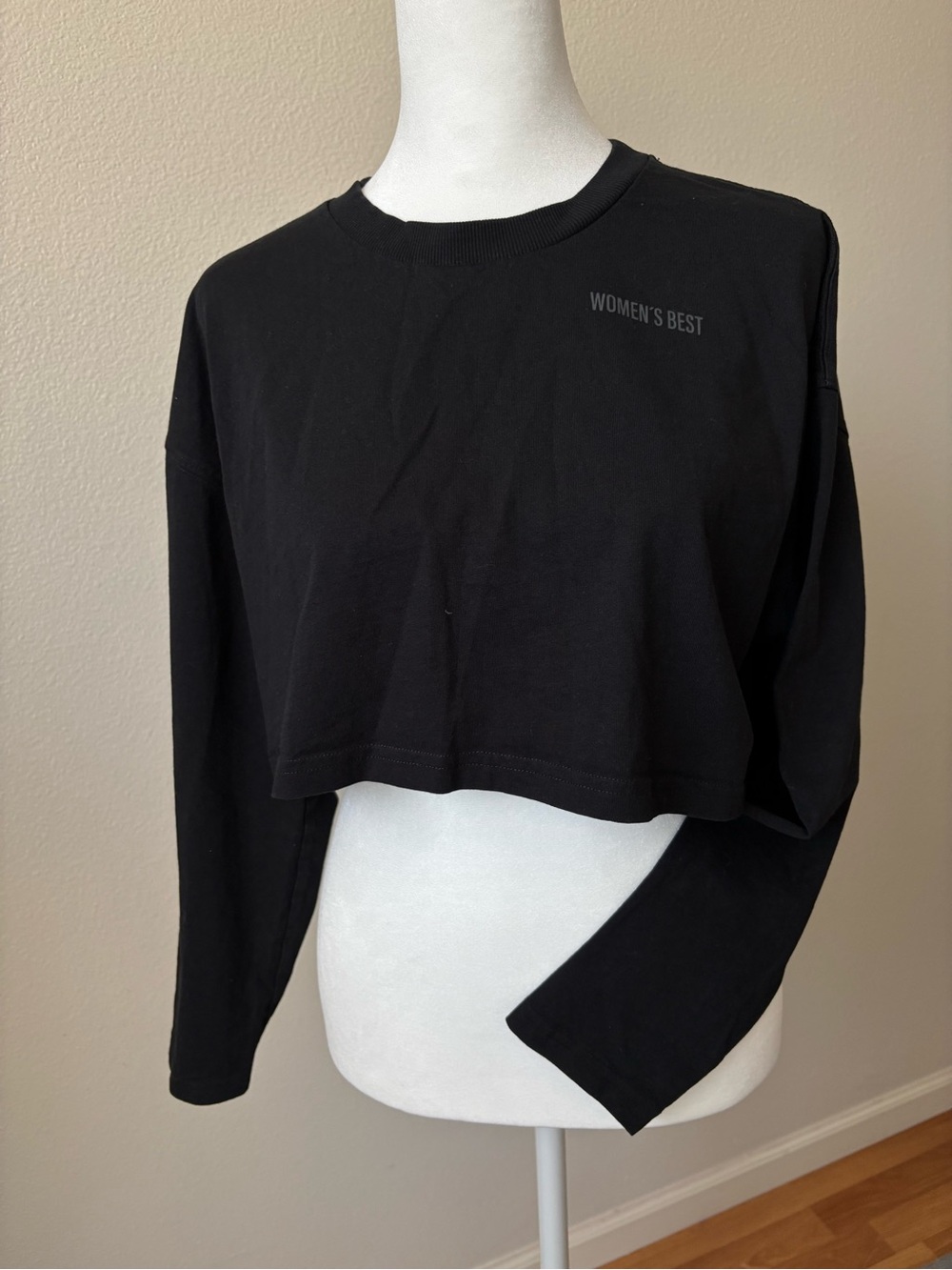 Women's Best Black Cropped longsleeve Women's S Logo Crew Neck S - Picture 3 of 5
